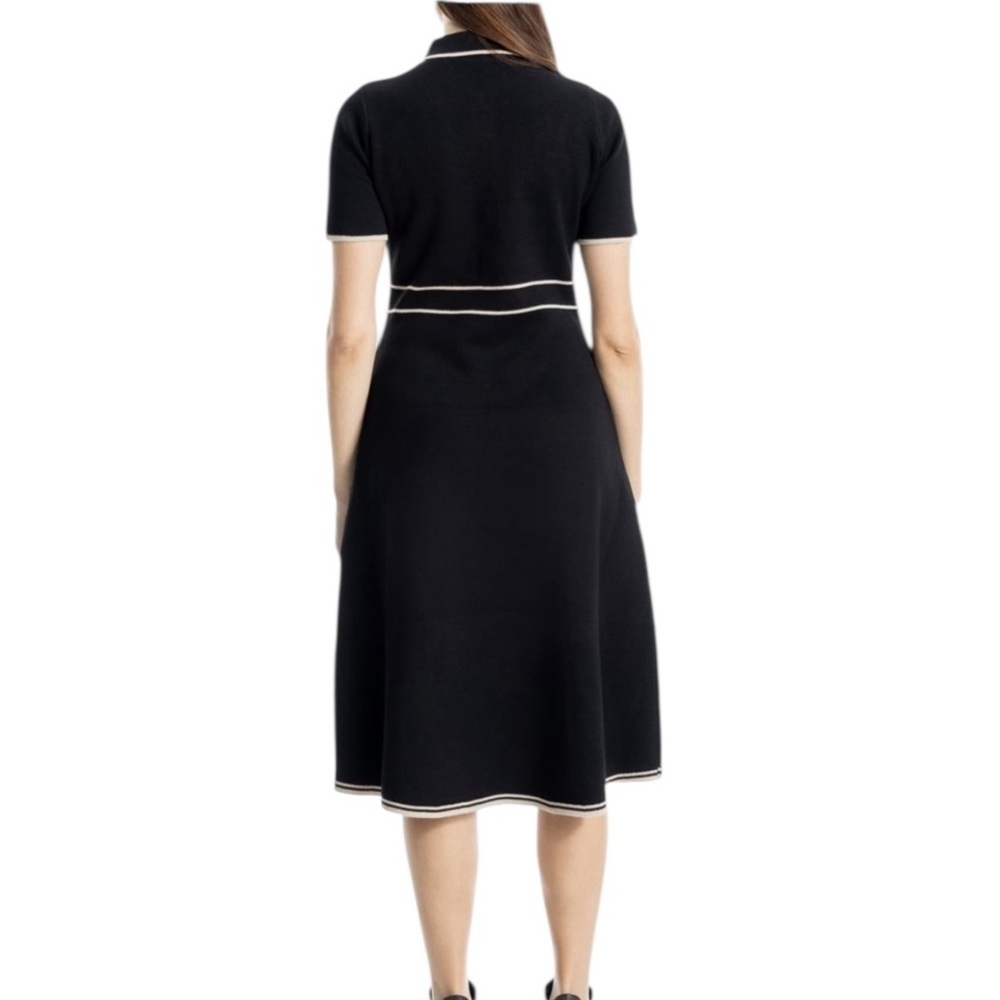 Max Studio London Black Bone Contrast Tipping Midi Sweater Dress XL NWT - Picture 3 of 15